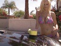 Haley Cummings showing off her nice big tits during an erotic car wash - bonus 5 - 3