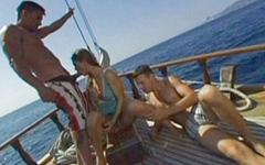 Rita Faltoyano given a glorious double penetration fuck outdoors on a boat join background