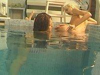 A couple of teen lesbians play in the pool before getting hardcore - movie 3 - 6