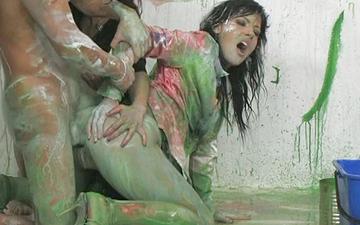 Download Jasmine loves getting messy with paint and semen at the cunt carnivale