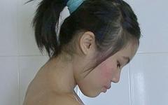 May beautiful little Asian teases you playing w/her cunt & ass in shower - movie 2 - 4