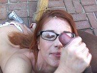 Redhead in glasses sucks dark cock - movie 7 - 7