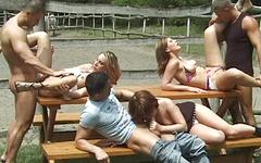 Hot whores take a bunch of cocks in outdoor orgy - movie 2 - 3