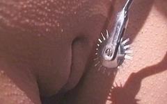 A Wartenberg wheel teases her pussy before she gets hot wax on her tits - movie 4 - 4