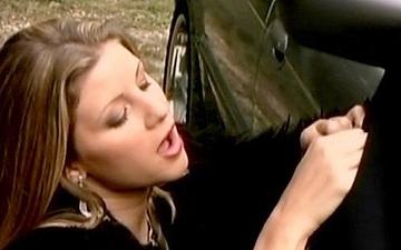 Download Monica sweetheart blows her guy outside on the car