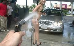 Kelli Stone gets sprayed down with a hose then slammed deep with a cock - movie 1 - 3