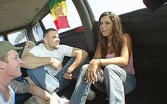 Ver ahora - Tiffany summers gets screwed in a bus by two dudes