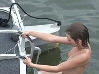 Stripping on a boat and then going for a dip makes these lesbians wild - movie 3 - 5