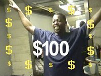 Several rappers hold up hundred dollar bills and compete in an event - bonus 5 - 5