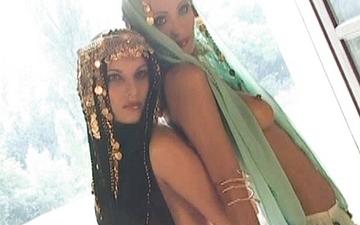 Scaricamento This softcore lesbian nude massage has an arabian nights cosplay feel