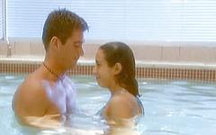 Sexy French brunette gets it on both in and out of water at pool - movie 1 - 2