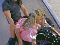 Wild and crazy fucking on a sweet motorbike gets this hot blonde a facial - movie 5 - 4