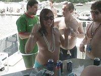 College co-ed gets to flashing on the party boat for a lesbian tit tweak - movie 1 - 6