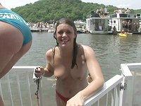 All the naked girls on the boat start to get the party going in broad day - movie 3 - 6