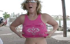 Flashing fun with the party college age girls in an outdoor voyeur show - movie 8 - 5