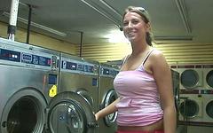 Watch Now - This big boobed slut discovers the fun of flashing at the laundromat