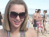 Miranda has fun at the Spring Break Beach Party join background