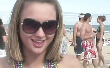 Download Miranda has fun at the spring break beach party