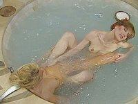 Helene Shirley gets lesbian with her friend in the hot tub - movie 3 - 6