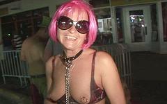 Some cute ladies outside show off their bare tits while partying hard - movie 1 - 6