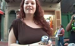 Some mature ladies on the street are showing their tits to get beads - movie 5 - 5