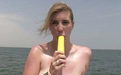 She masturbates using a yellow dildo while having fun on a boat trip - movie 10 - 5