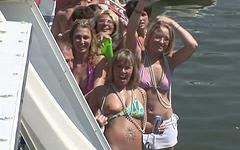 Some group tit flashing on the dock as these girls get ready to board - movie 4 - 7