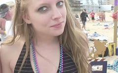 Watch Now - A busty teen girl shows off her nice striptease in a crowd outdoors