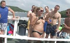 Softcore amateur group striptease as sexy college sluts get naked on boats - movie 4 - 5