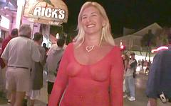 Amateur partygoers show off their tits out on the street and in public join background