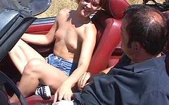 Michelle deepthroats lovers cock outdoors in the back of his convertible - movie 4 - 2