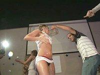 Hot amateur college party girls compete in wet T-shirt skin to win contest - movie 5 - 5