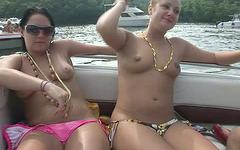 Boating butt-naked with a big batch of beautiful girls who get off on showi - movie 2 - 3