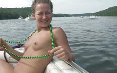 Boating butt-naked with a big batch of beautiful girls who get off on showi - movie 2 - 4