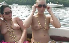 Boating butt-naked with a big batch of beautiful girls who get off on showi - movie 2 - 5