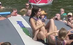 Tabitha starts to strip in front of everyone on the boat - movie 4 - 5