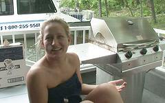 Karina starts to strip in front of everyone on the boat - movie 5 - 3