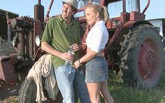 Watch Now - Valentina leaves her skirt on as she has anal sex outside by a tractor