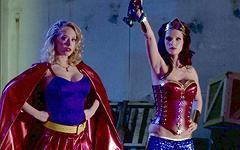 Watch Now - Big boob superheroines get off in group scene with horny heroes