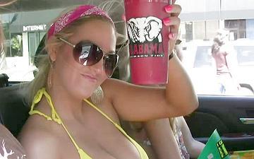 Download College coed party girls show off their wares in public flashing their tits