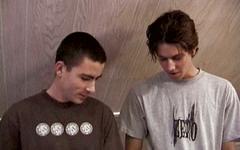 Skater punks jerk off and cum all over a glass table - movie 3 - 7