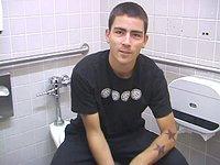 Watch Now - Athletic skateboard dude dan doe masturbates in public restroom