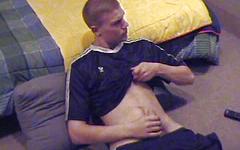 Watch Now - Athletic twink amateur derek jerks off and eats own cum