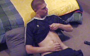 Download Athletic twink amateur derek jerks off and eats own cum