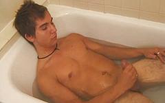 Cute athletic twink in bathtub solo masturbation scene - movie 1 - 6