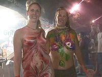 Admire the body paint on these sexy college co-eds as they do up Mardi Gras - movie 1 - 3