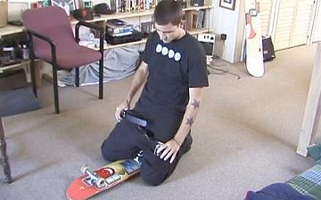 Download Athletic skater punk masturbates on to skateboard and eats cum