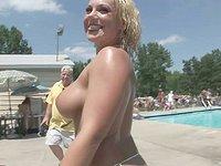 Amateur chicks get naked in public in skin to win contest - movie 2 - 3