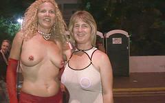 Regarde maintenant - Party milfs with big boobs flash their tits in public