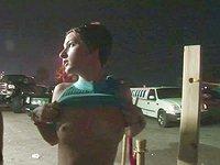 Amateur college party chicks flash their tits and make out in public - movie 1 - 4